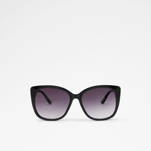 Aldo Ellee women's black multi cat-eye sunglasses featuring a glossy acetate frame and smoke gradient tint lenses.