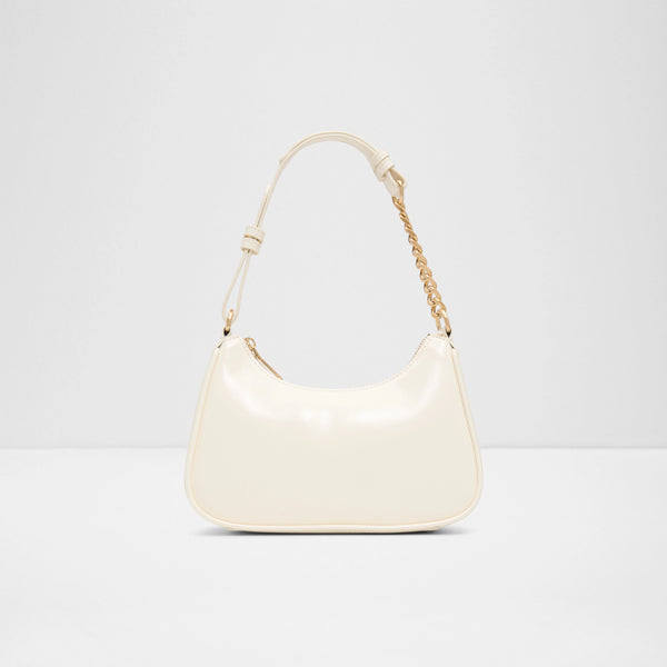ALDO PH Sabryne beige shoulder bag featuring a sleek, curved hobo silhouette, a high-shine finish, and an adjustable strap with a chunky gold-tone chain detail.
